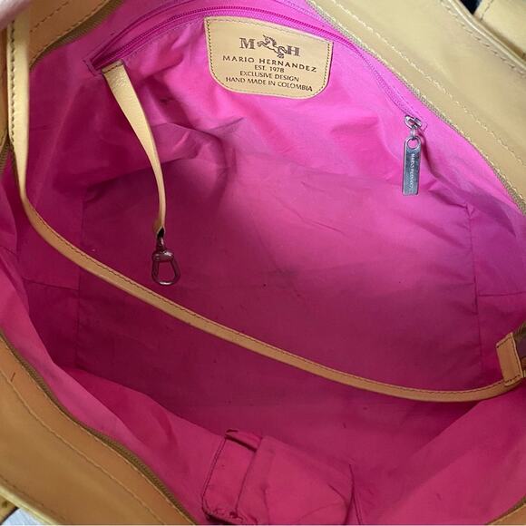 Mario Hernandez Mariposa Butterfly Embossed Soft Yellow Large Shoulder Bag - Picture 13 of 13